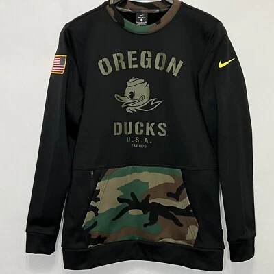 Oregon Ducks Militar Saludo Camuflaje Nike Fútbol Juego Pullover Sudadera Pequeña Foto 1 de 4