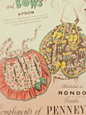 1940s Miss Advance 8462 Pattern Apron Buttons & Bows One Size/Complete/Original - Image 1 of 4