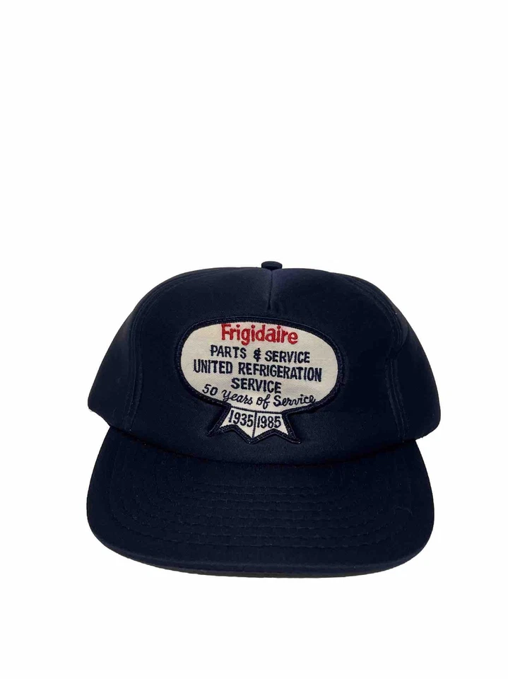 Vintage 80’s Frigidaire Parts & Service Navy Blue Snapback Trucker Hat Foam - Image 1 of 4