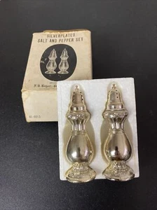 F.B. Roger Japón Salero y Pimentero Vintage Metal Decorativo Tono Plata - Imagen 1 de 10