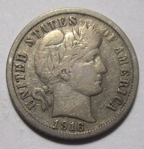 1916 s Barber Dime Fine/Very Fine Full LIBERTY - Picture 1 of 4