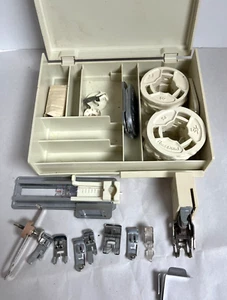 Vintage Singer Snap-on/Flexi-Stich Attachments -Plastic Case/Box-23 Attachments - Picture 1 of 11