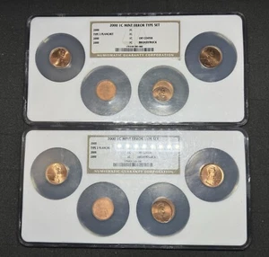 2000 1c Lincoln Cents Errors Type Set Off Center Broadstruck NGC P D 2 Sets ๐๐ - Picture 1 of 2