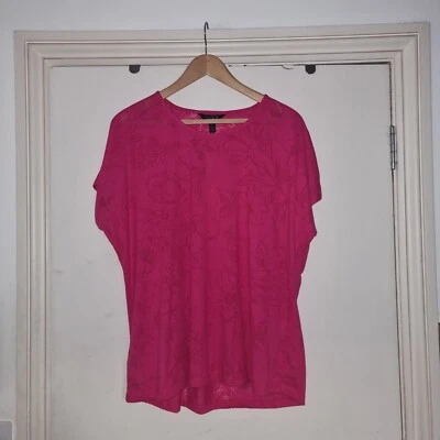 Camiseta Blusa Larga Alta Sally Talla M Rosa Transparente Mangas Cortas Foto 1 de 4