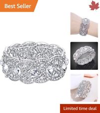 Vintage Clear Crystal Stretch Wedding Bracelet - Elegant Sparkle Fits All Sizes