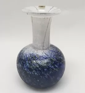 Vidrio de Alepo Milan Vobruba azul/blanco Gusum Suecia firmado con etiqueta original - Imagen 1 de 6