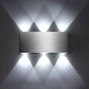 Lightess Modern 18W LED Wall Light Brushed Aluminum Up Down Wall Lamp Cool White