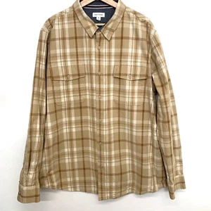 Sun Stone Cord kariertes Shirt Herren XXL Langarm Beigh Baumwolle Taschen Knöpfe - Bild 1 von 9