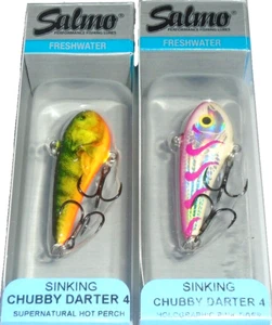 Salmo Chubby Darter #4 Sinking Jig   (Lot of 2-Super Hot Perch/Holo Pink Tiger) - Picture 1 of 1