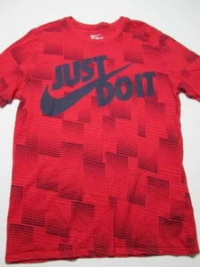Nike Youth Size L T-Shirt Red Spotted Logo Print Athletic Cut Gym Sportwear - Picture 1 of 6