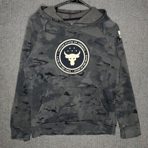 Under Armour X The Rock Hoodie Youth Large Gray Camouflage Patch Logo Sport 