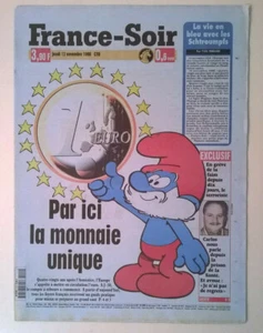 FRANCE-SOIR du 12/11/1998 - 40 ans de Schtroumpfs / Monnaie unique : EURO J-50 - Imagen 1 de 12