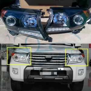 For Toyota Land Cruiser LC200 2008-2015 LED Pair Black Front Headlights Lamps k - Picture 1 of 8
