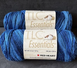 (2) Coats & Clark TLC Essentials Yarn SHADED DENIM #2968 Blue, 4.5 oz. Red Heart - Picture 1 of 8