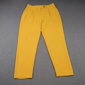 Cue Womens Pants 12(AU) 30W 28L Mustard Yellow Straight Relaxed Fit Trouser - Picture 1 of 7