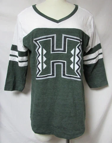 Hawaii Warriors Women's Size Large V-Neck 3/4 Length Sleeve T-Shirt A1 6223 Cover