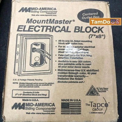 (2x) Mid-America Mount Master Electrical Block 7"x8" Siding Mount - Image 1 of 3