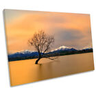 Morning Orange Glow Lake Wanaka New Zealand Canvas Wall Art Print Picture