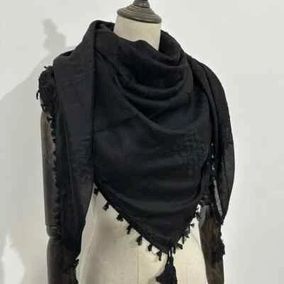 Bufanda árabe Shemagh Keffiyeh original hecha en Palestina Kufiya Hatta algodón negro - Imagen 1 de 4