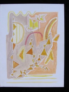 LISTED ARTIST painting ABSTRACT modernist fine art Dr. BENJAMIN Gross YELLOWS - Picture 1 of 6