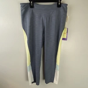 NWT Tangerine Women's Gray Color Block Panel Workout Capri Leggings Size Medium - Picture 1 of 9