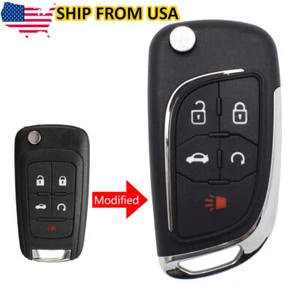 Car Remote Key Shell Fob Modified Cover 5 Button For Chevrolet Malibu Cruze - Foto 1 di 6