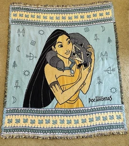 Vintage Beacon Disney Pocahontas Throw Blanket 50 x 58 Meeko 1995 Fringe - Picture 1 of 10