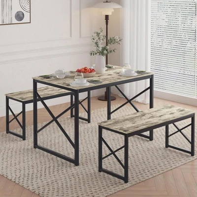 43.3''  Kitchen Table Wood Dining Room Dinette Sets Metal Frame - Image 1 of 4