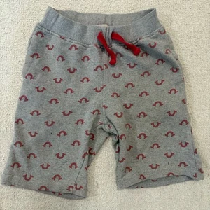 True Religion Boy Fleece Shorts Size 6 Pull-On Grey Red Logo Comfort - Picture 1 of 6