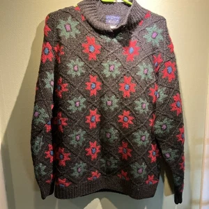 VNTG Woolrich Damen Multicolor Funky Wool Grobstrick Pullover Sweater Gr. L - Bild 1 von 10