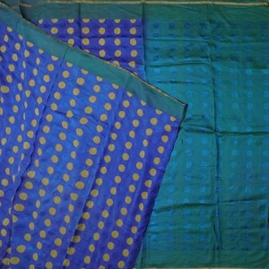 Saris azules vintage 100 % seda pura tejida a mano sari del sur de la India tela artesanal 5YD - Imagen 1 de 6