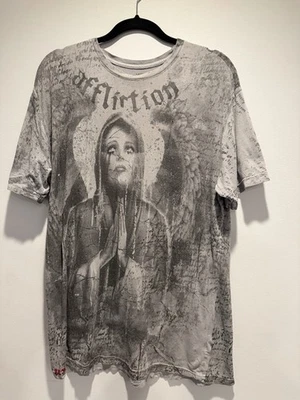 Camisa de Colección Años 2000 Affliction Para Hombres Grande Rara Agujeros Envejecidos Estilo Deshilachado Foto 1 de 4