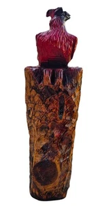 Chainsaw Art Carved Cardinal Red Bird Cedar Wood Stands 18.5” Tall Cabin Rustic - Picture 1 of 14
