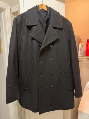Joseph Abboud Black Double-Breasted Signature Peacoat W/ Detachable Bib Size XL - Image 1 of 4