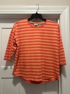 Camisa Top Vineyard Vines Para Mujer Talla Mediana Rayas Manga 3/4 Tejida Rosa Naranja - Imagen 1 de 4