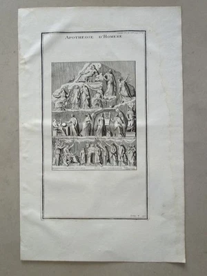 Apotheose D´ Homer Götter antikes Relief Greece Montfaucon Kupferstich 1722 - Bild 1 von 2