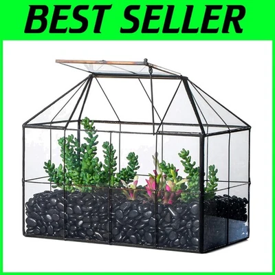 Terrario geométrico negro para plantas pequeñas Foto 1 de 4