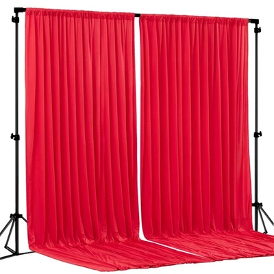 Red Backdrop Curtains 8x10ft Wrinkle-Free Polyester Photography Drapes - Image 1 of 4