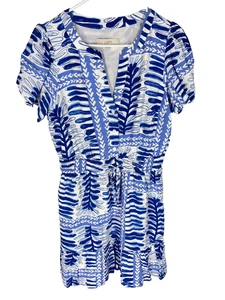 ANN TAYLOR LOFT Kleid Medium Elastaic Tie Waist Blau Weiß Strand Küste NEU - Bild 1 von 5