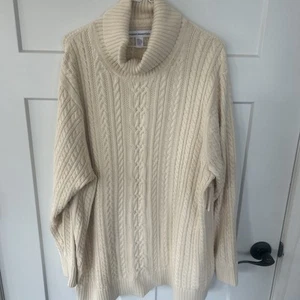 NWT Beautiful Amazon Essentials Sweater 3XL Fishermen Cable Knit Ivory Cream - Picture 1 of 9