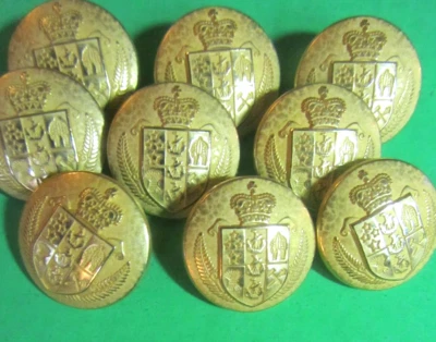 (9) DE COLECCIÓN CORONA HOJA CRESTA/CERTIFICADO DE AUTENTICIDAD AMARILLO en BOTONES DE DISEÑO DE VÁSTAGO DE METAL DORADO-X13 Foto 1 de 2