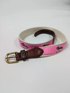 Dover Jumping Horse Pink Ribbon Belt Brown Leather & Brass Buckle Girls S 24 - Picture 1 of 6