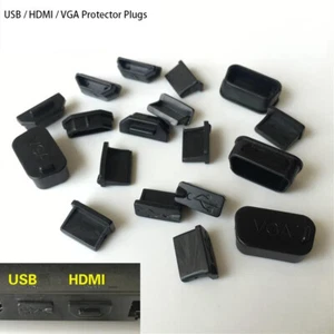 USB HDMI VGA tapón enchufes finales contra polvo hembra negra tapa protectora portátil - Imagen 1 de 7