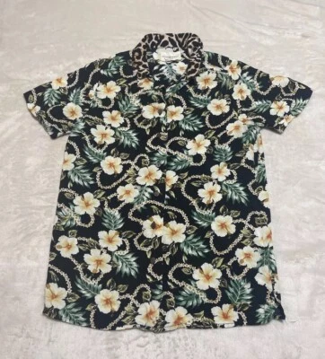 Ralph Lauren Hawaiian Shirt Mens Small Black Floral Short Sleeve Denim & Supply  - Image 1 of 4