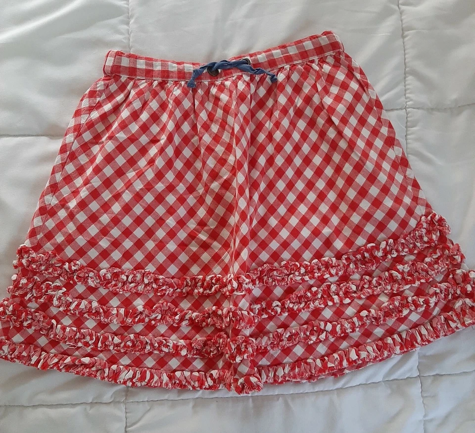Falda Mini Boden Talla 5-6 Forrada con Volantes Rojo/Blanco Foto 1 de 4
