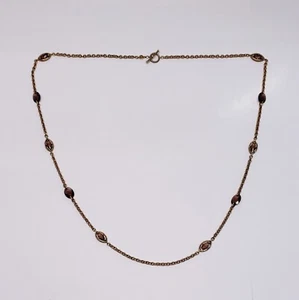 VINTAGE 42" MONET Gold Tone Chain Necklace w/Faceted Smoky Amber Crystals - Picture 1 of 4