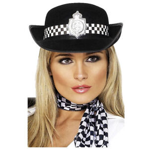 Policewomans Hat Ladies Police Officer Fancy Dress Accessory Hat