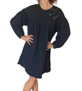 Il Gufo Softwear Teen Floral Applique Navy Blue Long Sleeve Sweatshirt Dress 14 - Picture 1 of 10