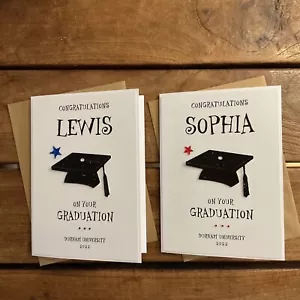 Handmade personalised Graduation card- Personalised with name, place and date. - Picture 1 of 6
