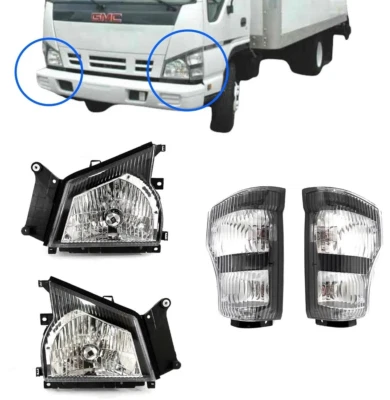 Juego de 4 faros + luces de esquina para Isuzu NPR NQR 2004-2007, 05-07 GMC W-4500 Foto 1 de 4